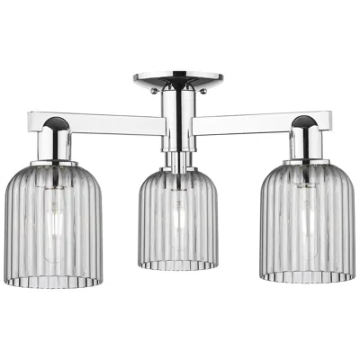 Innovations Lighting Bridal Veil 23"w 3 Light Chrome Semi-flush With Light Smoke Shade