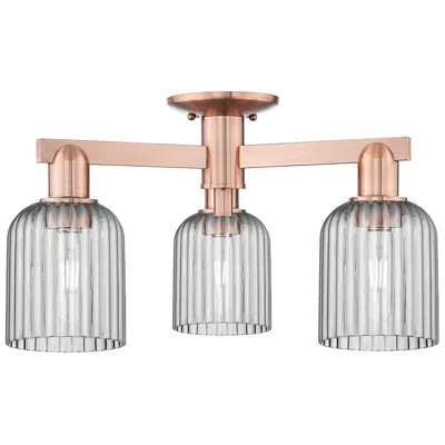 Innovations Lighting Bridal Veil 23"w 3 Light Copper Semi-flush With Light Smoke Shade