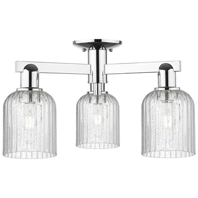 Innovations Lighting Bridal Veil 23"w 3 Light Polished Chrome Semi-flush With Seedy Shade