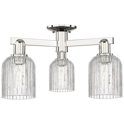 Innovations Lighting Bridal Veil 23"w 3 Light Polished Nickel Semi-flush With Clear Shade