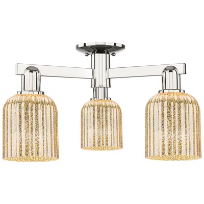 Innovations Lighting Bridal Veil 23"w 3 Light Polished Nickel Semi-flush With Mercury Shade