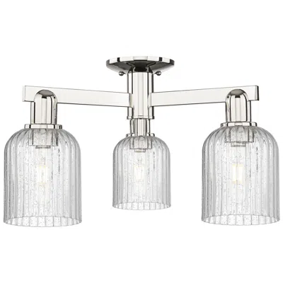 Innovations Lighting Bridal Veil 23"w 3 Light Polished Nickel Semi-flush With Seedy Shade