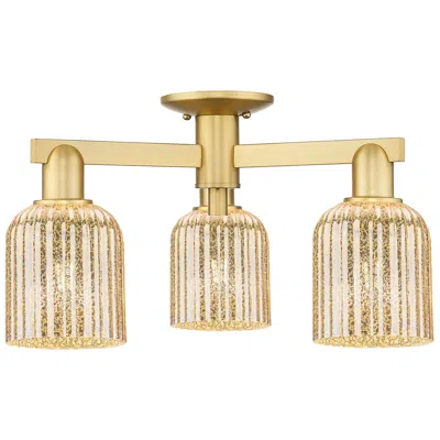 Innovations Lighting Bridal Veil 23"w 3 Light Satin Gold Semi-flush Mount With Mercury Shade