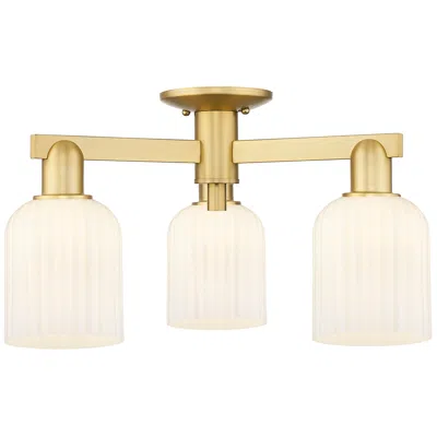 Innovations Lighting Bridal Veil 23"w 3 Light Satin Gold Semi-flush With Gloss White Shade