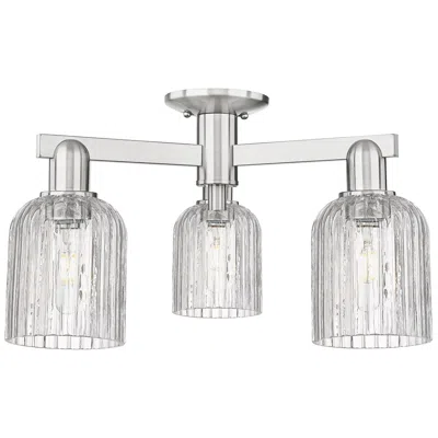 Innovations Lighting Bridal Veil 23"w 3 Light Satin Nickel Semi-flush W/ Clear Shade