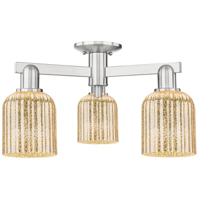 Innovations Lighting Bridal Veil 23"w 3 Light Satin Nickel Semi-flush W/ Mercury Shade