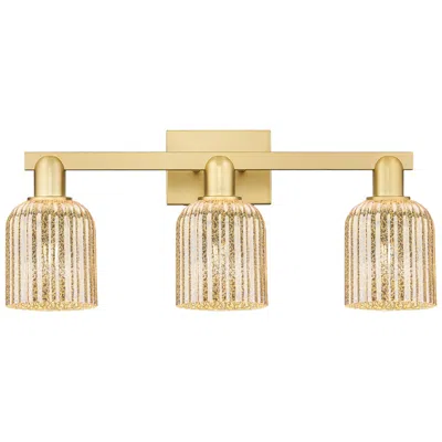 Innovations Lighting Bridal Veil 24" Wide Gold 3-light Bath Light W/ Mercury Glass