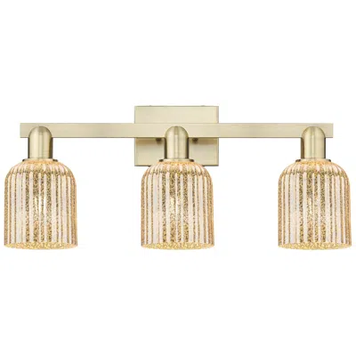 Innovations Lighting Bridal Veil 24"w 3 Light Antique Brass Bath Light With Mercury Shade