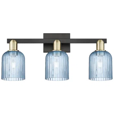 Innovations Lighting Bridal Veil 24"w 3 Light Black Antique Brass Bath Light With Blue Shade