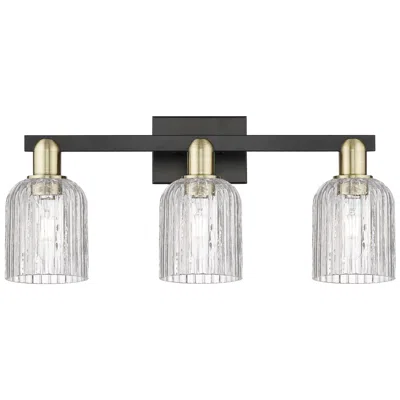 Innovations Lighting Bridal Veil 24"w 3 Light Black Brass Bath Light With Clear Shade