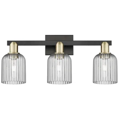 Innovations Lighting Bridal Veil 24"w 3 Light Black Brass Bath Light With Light Smoke Shade