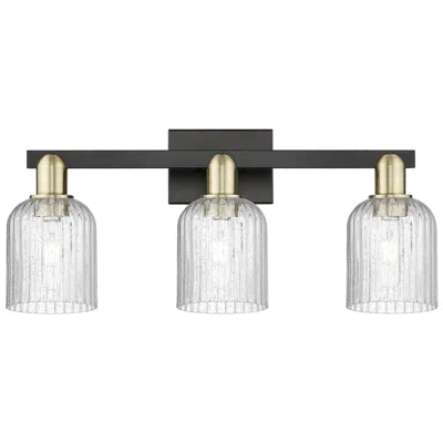 Innovations Lighting Bridal Veil 24"w 3 Light Black Brass Bath Light With Seedy Shade