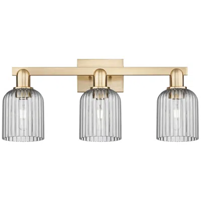 Innovations Lighting Bridal Veil 24"w 3 Light Champagne Bath Light With Light Smoke Shade