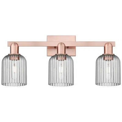 Innovations Lighting Bridal Veil 24"w 3 Light Copper Bath Vanity Light W/ Smoke Shade