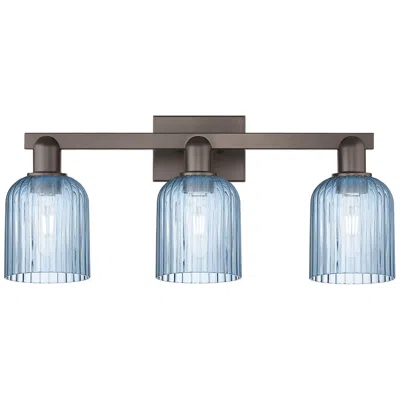 Innovations Lighting Bridal Veil 24"w 3 Light Oil Rubbed Bronze Bath Light With Blue Shade