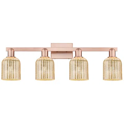 Innovations Lighting Bridal Veil 32"w 4 Light Antique Copper Bath Light With Mercury Shade