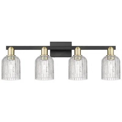Innovations Lighting Bridal Veil 32"w 4 Light Black Brass Bath Light With Clear Shade