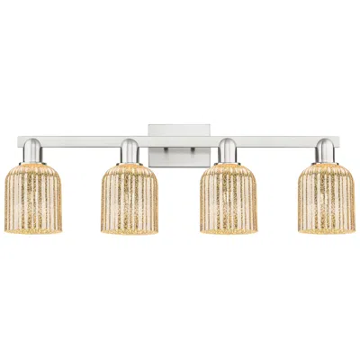 Innovations Lighting Bridal Veil 32"w 4 Light Satin Nickel Bath Light W/ Mercury Shade