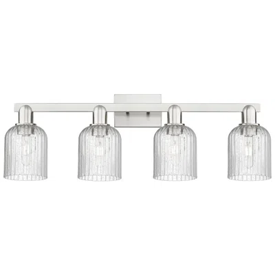 Innovations Lighting Bridal Veil 32"w 4 Light Satin Nickel Bath Light W/ Seedy Shade