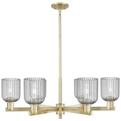 Innovations Lighting Bridal Veil 34.75"w 6-lt Antique Brass Stem Chandelier W/ Smoke Shade