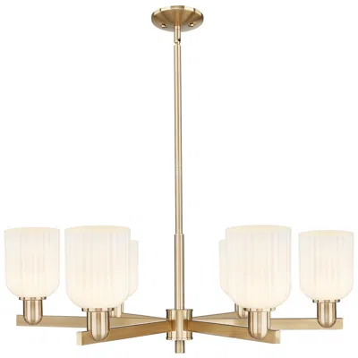 Innovations Lighting Bridal Veil 35"w 6 Light Champagne Stem Chandelier W/ Gloss White Shade
