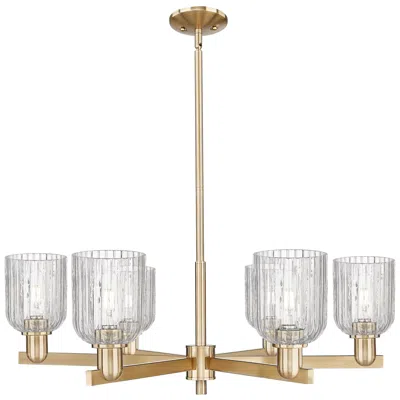 Innovations Lighting Bridal Veil 35"w 6 Light Champagne Stem Chandelier With Clear Shade