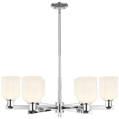 Innovations Lighting Bridal Veil 35"w 6 Light Chrome Stem Chandelier With Gloss White Shade In Silver