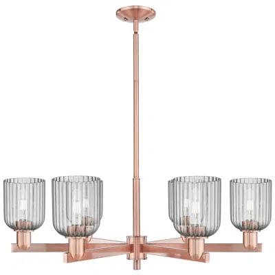 Innovations Lighting Bridal Veil 35"w 6 Light Copper Stem Chandelier With Light Smoke Shade