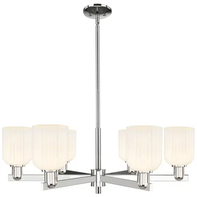 Innovations Lighting Bridal Veil 35"w 6 Light Nickel Stem Chandelier W/ Gloss White Shade In Silver