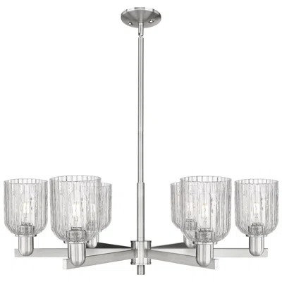 Innovations Lighting Bridal Veil 35"w 6 Light Satin Nickel Stem Chandelier With Clear Shade