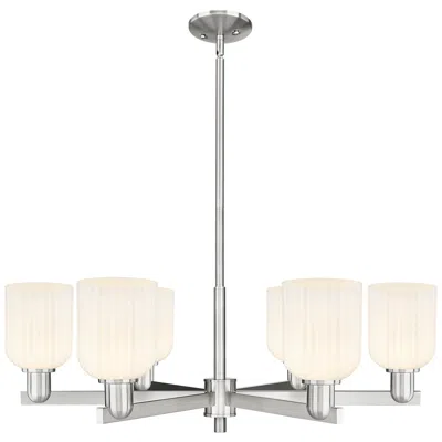 Innovations Lighting Bridal Veil 35"w 6-lt Satin Nickel Stem Chandelier W/ Gloss White Shade