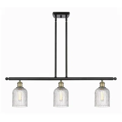 Innovations Lighting Bridal Veil 36"w 3-light Black Brass Stem Island Light W/ Clear Shade
