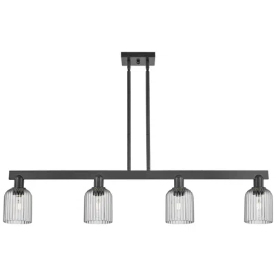 Innovations Lighting Bridal Veil 48"w 4 Light Matte Black Stem Island Light W/ Smoke Shade