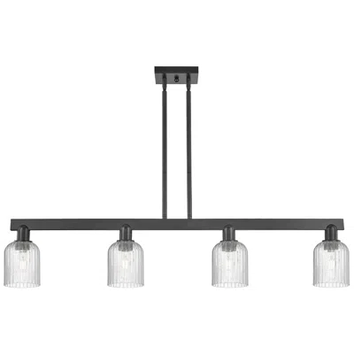 Innovations Lighting Bridal Veil 48"w 4 Light Matte Black Stem Island Light With Clear Shade