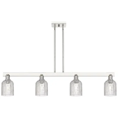 Innovations Lighting Bridal Veil 48"w 4 Light Nickel Stem Island Light W/ Clear Shade