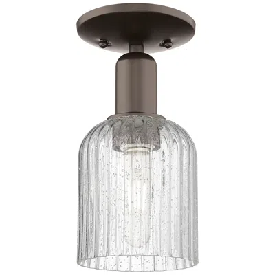 Innovations Lighting Bridal Veil 5" Wide Oil Rubbed Bronze Semi-flush Mount With Seedy Shade