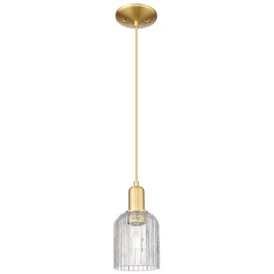 Innovations Lighting Bridal Veil 5" Wide Satin Gold Cord Hung Mini Pendant With Clear Shade