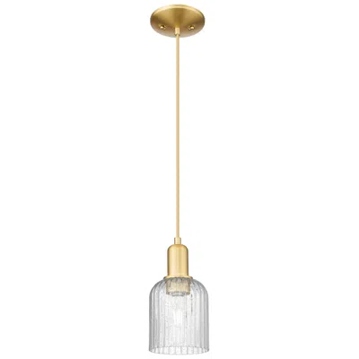 Innovations Lighting Bridal Veil 5" Wide Satin Gold Cord Hung Mini Pendant With Seedy Shade