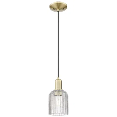 Innovations Lighting Bridal Veil 5"w Antique Brass Cord Hung Mini Pendant With Clear Shade
