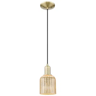 Innovations Lighting Bridal Veil 5"w Antique Brass Cord Hung Mini Pendant With Mercury Shad