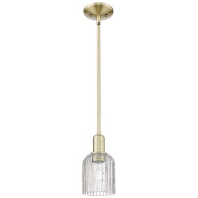 Innovations Lighting Bridal Veil 5"w Antique Brass Stem Hung Mini Pendant With Clear Shade