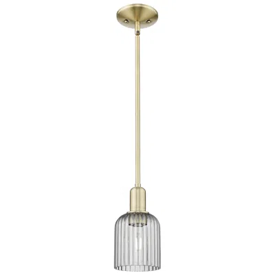 Innovations Lighting Bridal Veil 5"w Antique Brass Stem Mini Pendant With Light Smoke Shade In Gold