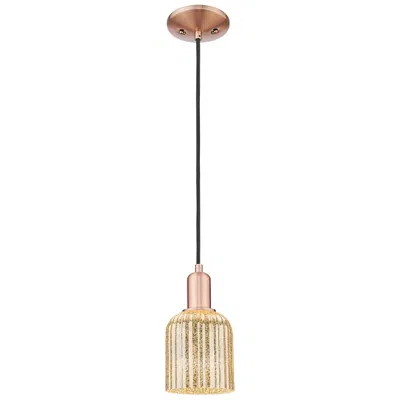 Innovations Lighting Bridal Veil 5"w Antique Copper Cord Mini Pendant With Mercury Shade