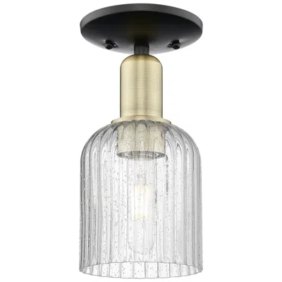 Innovations Lighting Bridal Veil 5"w Black Antique Brass Semi-flush Mount With Seedy Shade