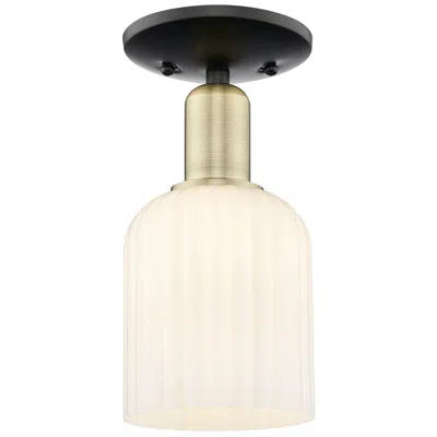 Innovations Lighting Bridal Veil 5"w Black Antique Brass Semi-flush With Gloss White Shade