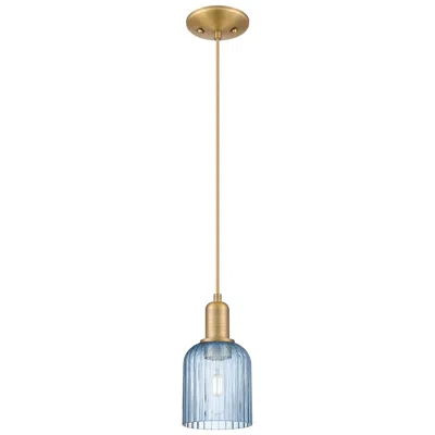 Innovations Lighting Bridal Veil 5"w Brushed Brass Cord Hung Mini Pendant With Blue Shade