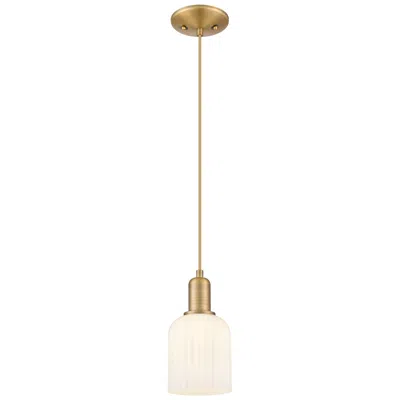 Innovations Lighting Bridal Veil 5"w Brushed Brass Mini Pendant W/ White Shade
