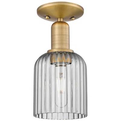 Innovations Lighting Bridal Veil 5"w Brushed Brass Semi-flush Mount With Light Smoke Shade