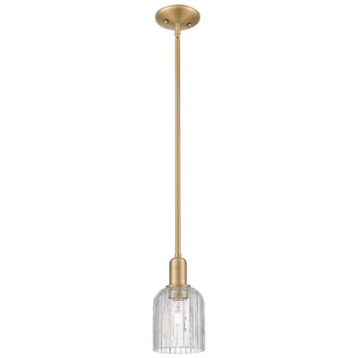 Innovations Lighting Bridal Veil 5"w Brushed Brass Stem Hung Mini Pendant With Clear Shade