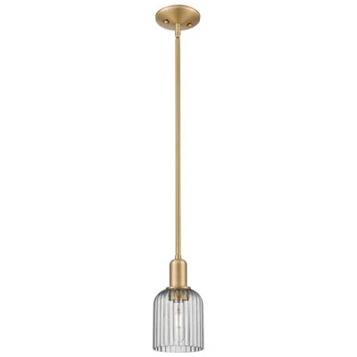 Innovations Lighting Bridal Veil 5"w Brushed Brass Stem Mini Pendant With Light Smoke Shade